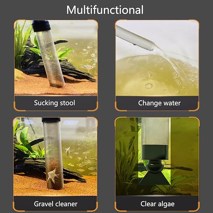 Carefree Fish Aquarium Gravel Vacuum Sand Cleaner with 6Ft Pipe Fish Tank Water Changer Adjustable Length ABS(for 5~20Gal Tank)