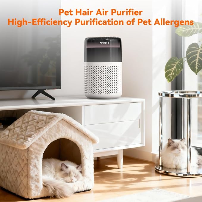 AIRROMI HEPA Air Purifier for Bedroom&Home,Pet Air Purifier for Home Pets,Removes Pet Odor,Cat Litter Smell,Dust,Smoke&Allergies,Quiet Room Air Purifier with Scents,360°Air Cleaner,A2005 Beige