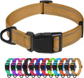 TagME Reflective Nylon Dog Collars, Adjustable Classic Collar with Quick Release Buckle for Large Dogs, Khaki, 1.0" Width