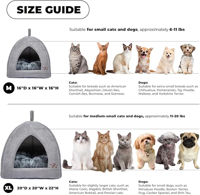 Best Pet Supplies Dog House Bed Crate Mat Tent Indoor Round Soft Plush for Small, Medium, and Large Breeds - Gray, 16 x 16 x H:16"