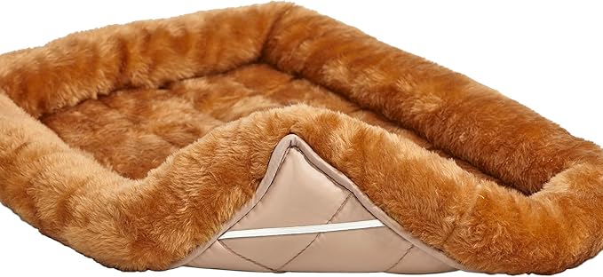MidWest Homes for Pets QuietTime Dog Bed – Cinnamon Faux Fur Bolster, Ultra-Soft and Machine Washable, Fits 48-Inch Crates and Carriers, for Extra-Large Breed Dogs