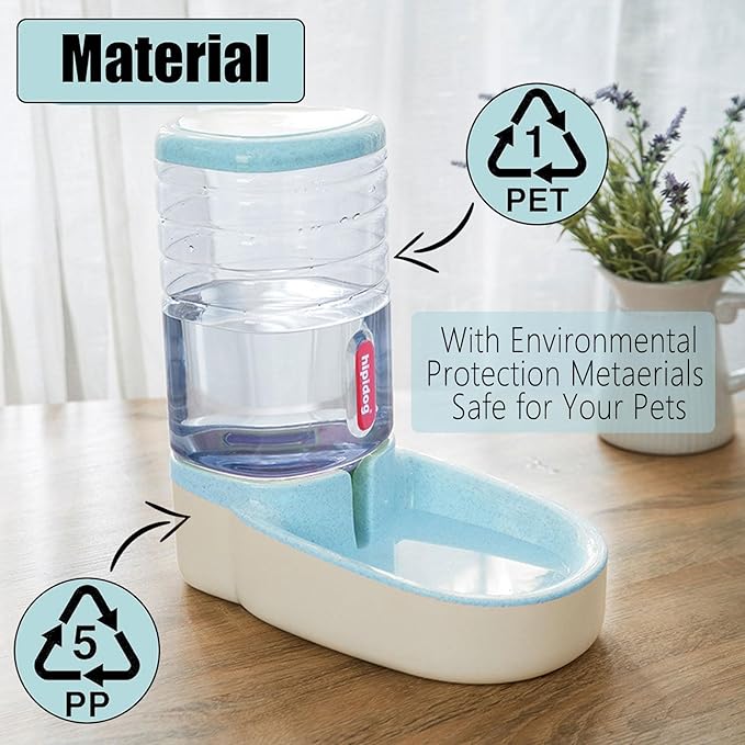 kathson Gravity Dog Water Dispenser Automatic Cat Drinking Water Station 1 Gallon Large Capacity Puppy Water Bowl for Small and Medium Dogs Cats Blue