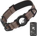 Joytale Airtag Dog Collar, Reflective Pet Collar with Waterproof AirTag Holder, Dual D-Rings, Soft Padded Adjustable for Extra Small and Puppy Dogs, Brown, XS