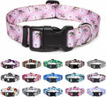 Mercano Adjustable Dog Collar - Special Design Patterns, Soft Nylon Comfortable Durable Pet Collar for Small Medium Large Dogs (S, Pink White Flower)