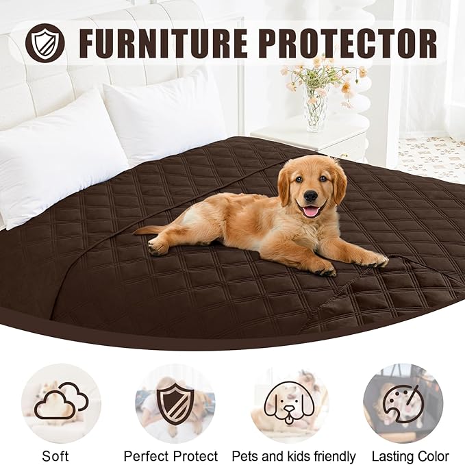 Smiry Waterproof Dog Bed Cover Blanket 40x70, Soft Reversible Pet Blanket, Washable Leakproof Cats Dogs Couch Cover for Sofa, Couch, Furniture, Chocolate/Chocolate
