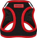 Best Pet Supplies - All Weather Mesh/Plush, Reflective, No Pull Harness for Small, Medium Dogs, Cats - Secure with Hook & Loop Fastener, Buckle, Double D-Rings - Black/Red Trim, S