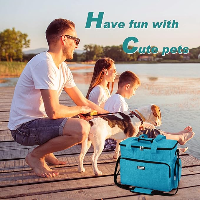 BAGLHER Dog Travel Bag, Pet Travel Bag (ALL Pet Travel Supplies), With 2 Pet Food Containers and 2 Collapsible Silicone Bowls; Essential Kits for Pet Travel Sky Blue
