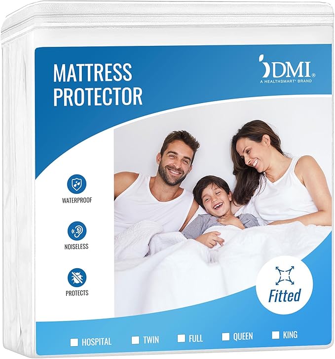 DMI King Size Waterproof Mattress Protector - Fitted, Noiseless Mattress Cover, Soft and Breathable,78" x 80"x 15", White