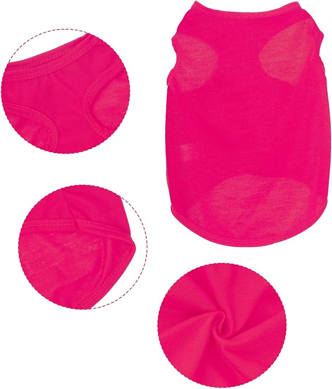 4 Pcs Cat Shirts Solid Color Dog Clothes Summer Sleeveless Pet T Shirts for Small Pet Dogs Cat (Black,Pink,Grey,Rose red, Small)