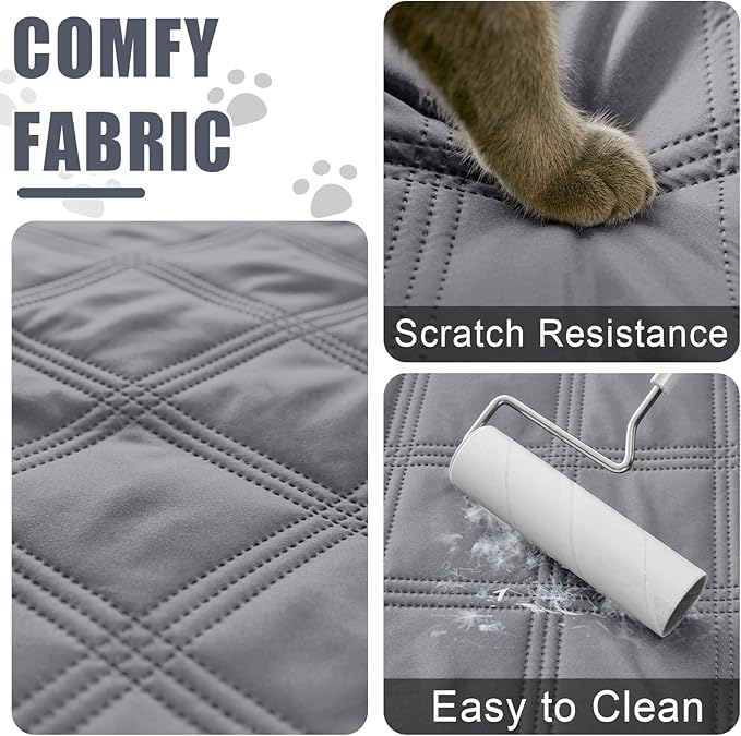 Smiry Waterproof Dog Bed Cover Blanket 52x82, Soft Reversible Pet Blanket, Washable Leakproof Cats Dogs Couch Cover for Sofa, Couch, Furniture, Grey/Dark Grey