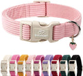 Cute Corduroy Dog Collar - Pink Adjustable Dog Collars for X-Small Dogs 4-10lbs, Fade-Proof with Secure Snap & Little Charm, Christmas Birthday Gift, XS