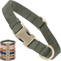 Genuine Leather Dog Collar - Adjustable Pet Collar with Quick Release Metal Buckle, Soft Skin Friendly Real Leather Collar for Small, Medium, Large Dogs (Dark Green, L：Fit 15-23" Neck)