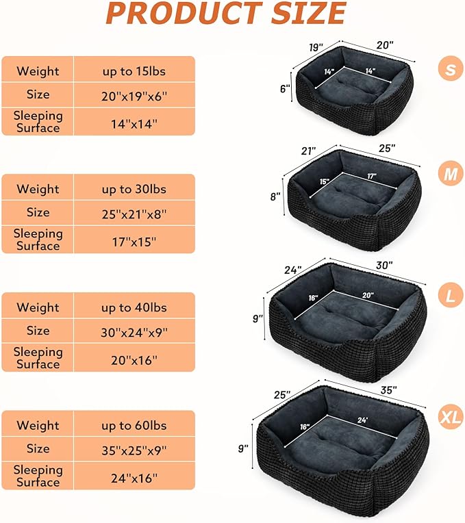 MIXJOY X-Large Dog Bed for Large, Medium, Small Dogs - Rectangle, Washable, Orthopedic, Soft Calming Sleeping Puppy Bed - Durable Pet Cuddler with Anti-Slip Bottom - XL (35"x25"x9")