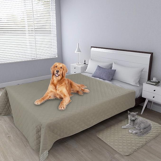 Easy-Going 100% Waterproof Dog Bed Cover, Non-Slip Pet Blanket for Furniture, Washable Couch Cover, Repleasement Sofa Cover (120X82 in,Beige)