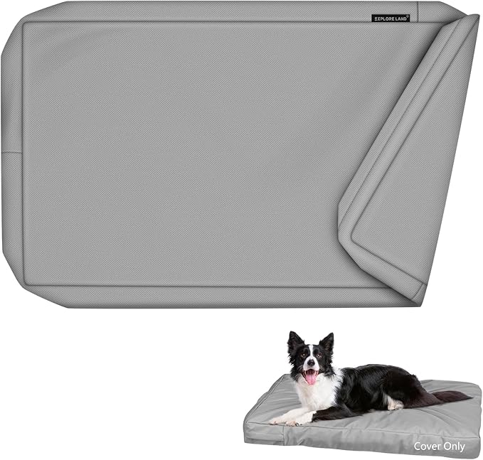 Explore Land Waterproof Dog Bed Cover Canvas Washable Dog Crate Pad Replacement Cover for 30 Inch Crate, 29Lx18Wx3.5H inch, Gray