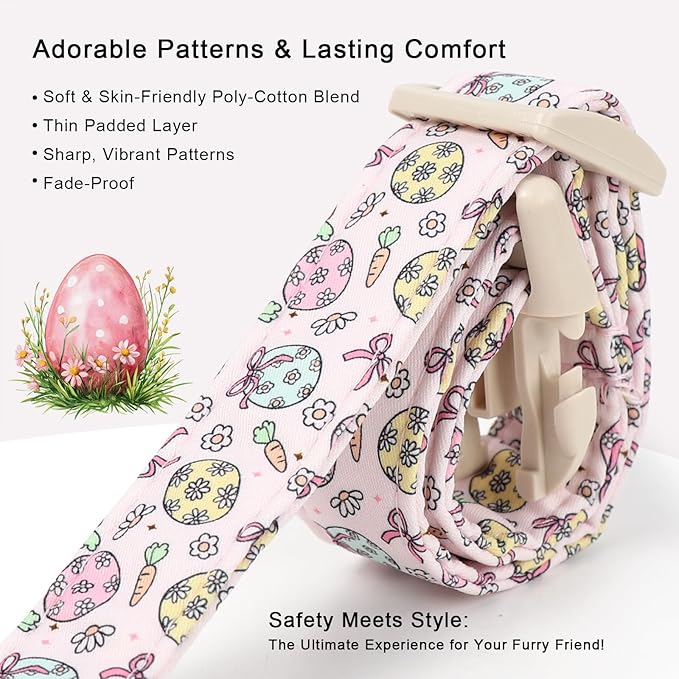 Easter Dog Collar for Medium Dogs - Easter Egg Pastel Dog Collars, Cute Girl Dogs Collar, Lightweight Adjustable Pink Spring Holiaday Dog Collars with Quick Release Buckle M