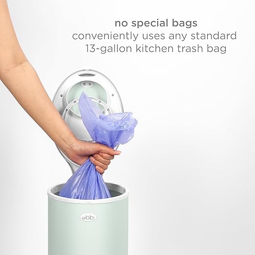 Ubbi Steel Diaper Pail, Odor Locking, No Special Bag Required, Award-Winning, Registry Must-Have, Sage Green