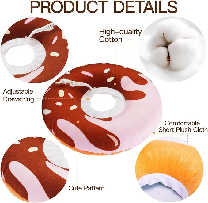 Cat Cone Collar Soft, Cute Cat Donut Collar After Surgery, Adjustable Kitten Recovery Cones to Stop Licking, Lightweight Neck Elizabethan Collars for Cats Kittens (Chocolate, Medium)