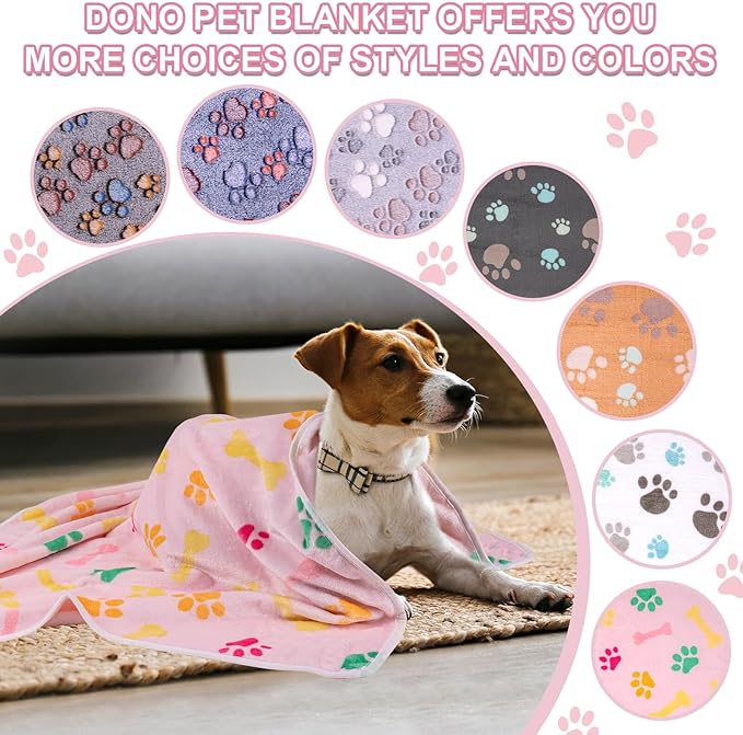 Dono 1 Pack 3 Dog Blankets for Small Dogs, Soft Fluffy Paw Print Pattern Fleece Pet Blanket Warm Sleep Mat, Puppy Kitten Blanket Doggy Mat for Dog Cat Kitten Doggy -23*16in (M(30*20"), Brown Bone)