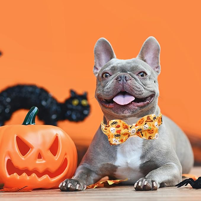 Halloween Dog Collar, Pet Collar Bow Fall Pet Collar Girl Boy Holiday Pet Collars Gift Bow Cute Soft Puppy Collars for Large Dogs
