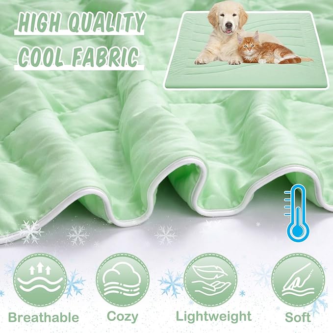 2 Pack Cooling Dog Blankets with Storage Bag Self Cooling Dog Blankets Washable Pet Cold Mats 39 x 47 Inch Portable Cat Pads for Summer Hot Weather Pet Puppies Supplies