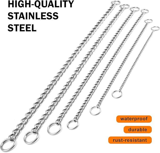 TagME Chain Choke Collar for Dogs, Adjustable Weather Proof Necklace for Small and Puppy Dogs, Alloy Steel Pet Training Collar