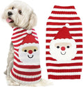 Dog Christmas Sweater Xmas Pet Clothes Cute Striped Santa Claus Costume Holiday Puppy Cat Jumpers Outfits New Year Gifts for Small Medium Large Dogs (XXS, Red White Stripe Santa Claus)