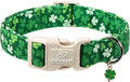 St. Patrick's Day Dog Collar for Large Dogs - Bold Green Lucky Clover Dog Collars, Cute Irish Party Shamrock Puppy Collar, Lightweight Adjustable St. Patricks Day Pet Collars XL