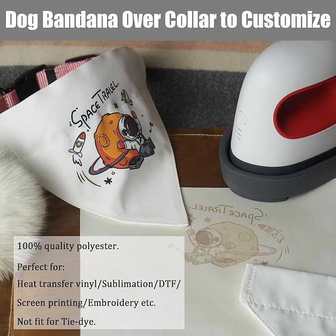 8 Packs Sublimation Blank Dog Bandana Over Collar, Pet Collar Sip-On Bandana Blank Customize White Polyester DIY for Dog Cat Extra Small, Small, Medium & Large (M)