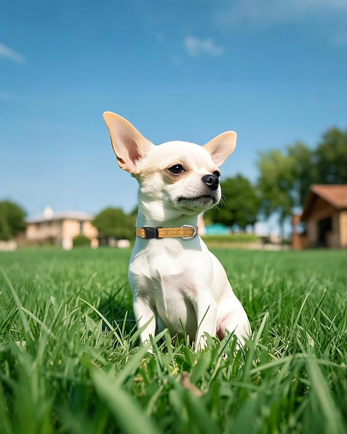 Joytale Small Dog Collar, Reflective and Adjustable Nylon Collar with Quick-Release Buckle, Lightweight No-Choke Design for Puppy and Extra Small Dogs, Khaki, XS