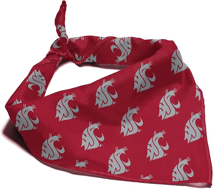 Washington State Cougars Officially Licensed Bandana for Dogs and Cats | Fits Pets Great Gift Idea | Easy-to-Tie (Large, 28")