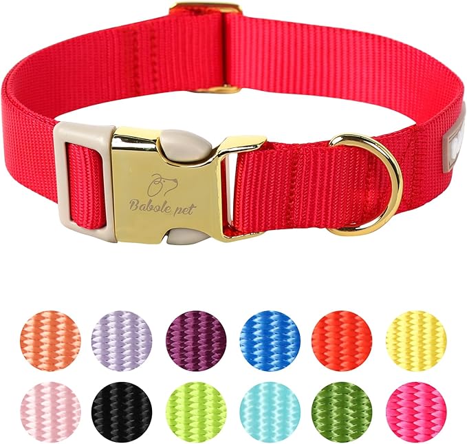 Nylon Dog Collar - Adjustable Burgundy Red Soft Webbing Dog Collars for Small Medium Large Dogs Boy Girl Puppy Collar with Safety Metal Buckle XS