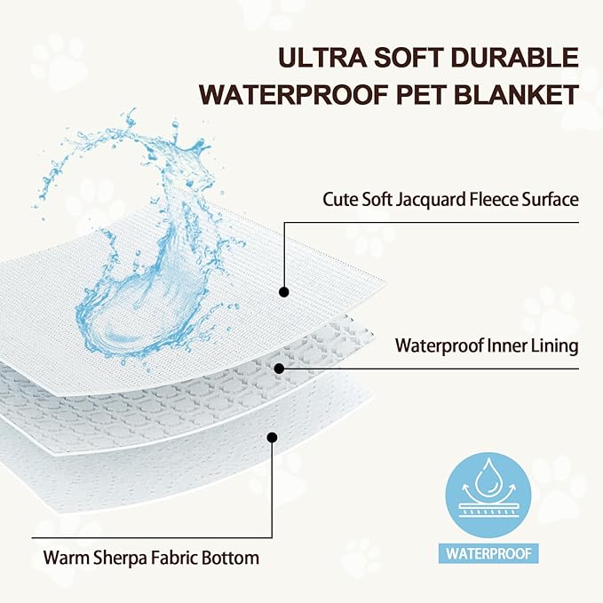 Waterproof Blanket for Dog Puppy Cat, Cute 3D Textured Flower Dog Blanket for Bed Couch Sofa, Soft Liquid Pee Proof Furniture Protector, 30"x40", Pink
