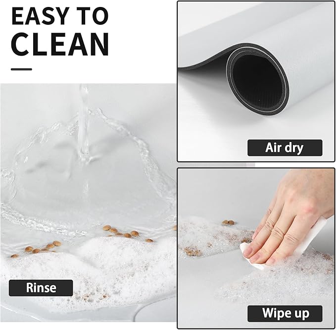 Dog Food Mat - Absorbent Cat Mat for Food and Water, No Stains Pet Feeding Bowl Mat, Easy to Clean Pet Placemats, Quick Dry Dog Water Dispenser Mat for Messy Drinkers | Paw Light Grey 24"x36"