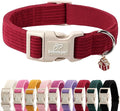 Cute Corduroy Dog Collar - Burgundy Adjustable Dog Collars for Large Dogs 50-80lbs, Fade-Proof with Secure Snap & Little Charm, Christmas Birthday Gift, L