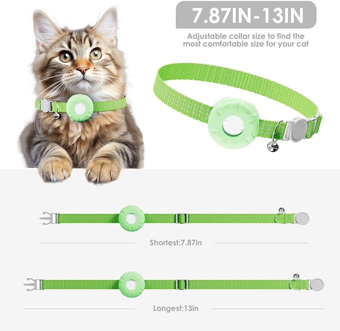 Cat Tracker, MINI GPS Tracker for Cats, No Monthly Fee Pet Tracker Compatible with Apple Find My App(Only iOS), Real-Time Tracking, Smart Alerts, Up to 1-Year Battery, Waterproof