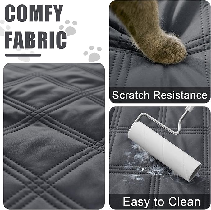 Smiry Waterproof Dog Bed Cover Blanket 40x90, Soft Reversible Pet Blanket, Washable Leakproof Cats Dogs Couch Cover for Sofa, Couch, Furniture, Dark Grey/Dark Grey