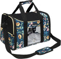 Petmolico Cat Carrier Soft-Sided Pet Bag for Small Medium Cats Puppies 16LBs - Airline Approved Pet Travel Carrier 3 Open Doors (Medium,Green Peony)