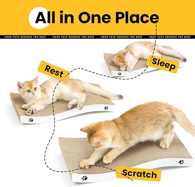 Cat Scratcher, Durable Scratch Pad, Corrugated Cardboard Scratching Board for Indoor Cats, Heavy Duty, Double-Sided Usability, Recyclable, with Catnip, Medium, 1 Pack