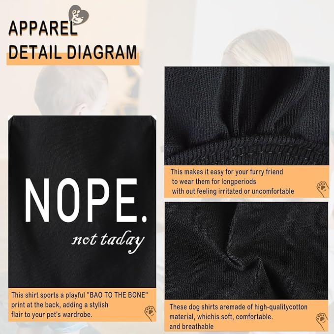 Discover Cozy Cotton Canine Wear: Soft, Lightweight, and Breathable Dog Shirt Vest with Eye-Catching Graphics(Nope not Today), Keeping Your Furry Friend Warm and Comfy! Grey M