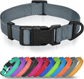 Joytale Large Dog Collar, Reflective and Adjustable Nylon Pet Collar with Quick-Release Buckle for Large Dogs, Gray, L