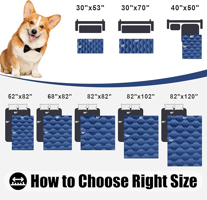 Smiry Waterproof Dog Bed Cover Blanket, Soft Reversible Pet Blanket, Washable Leakproof Cats Dogs Couch Cover for Sofa, Couch, Furniture (40x50 Inch, Navy/Blue)