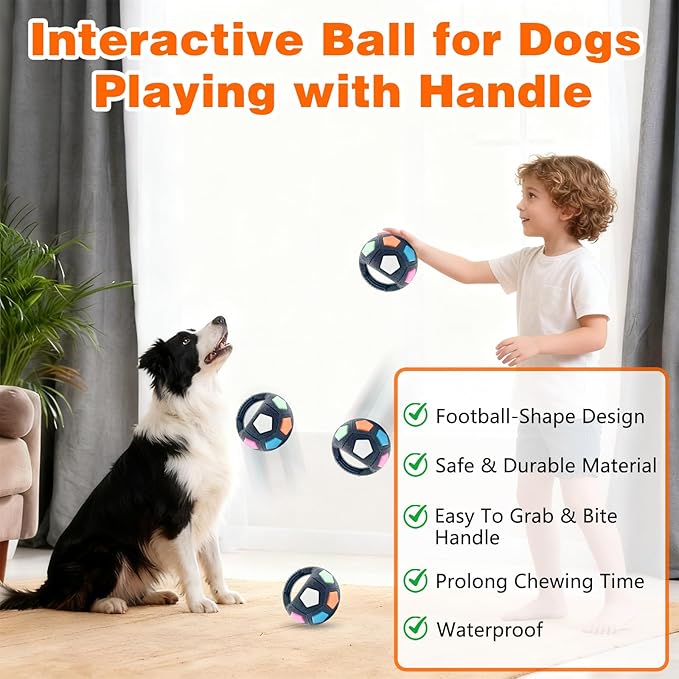 Dog Calming Ball with Handle, Interactive Ball for Pet Dogs Playing, Built-in Yellow Tennis Balls and Squeaky Sound for Small Medium Large Dogs (Black Without Tennis Balls)