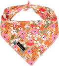 ARING PET Floral Dog Bandanas, Flower Leaf Triangle Scarf for Small Medium Large Boy Girl Dogs-Size S