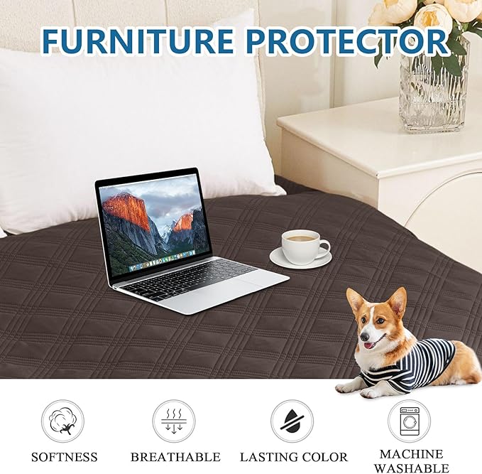 hyha Waterproof Dog Blanket, Reversible Pet Bed Blanket, Soft Sofa Couch Cover for Dogs Washable, Waterproof Pet Couch Covers for Sofa Puppy Cats Furniture Protector(30"x70", Chocolate/Beige)