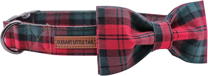 Elegant little tail Dog Collar with Bow, Cotton & Webbing, Bowtie Dog Collar, Adjustable Dog Collars for Small Medium Large Dogs and Cats