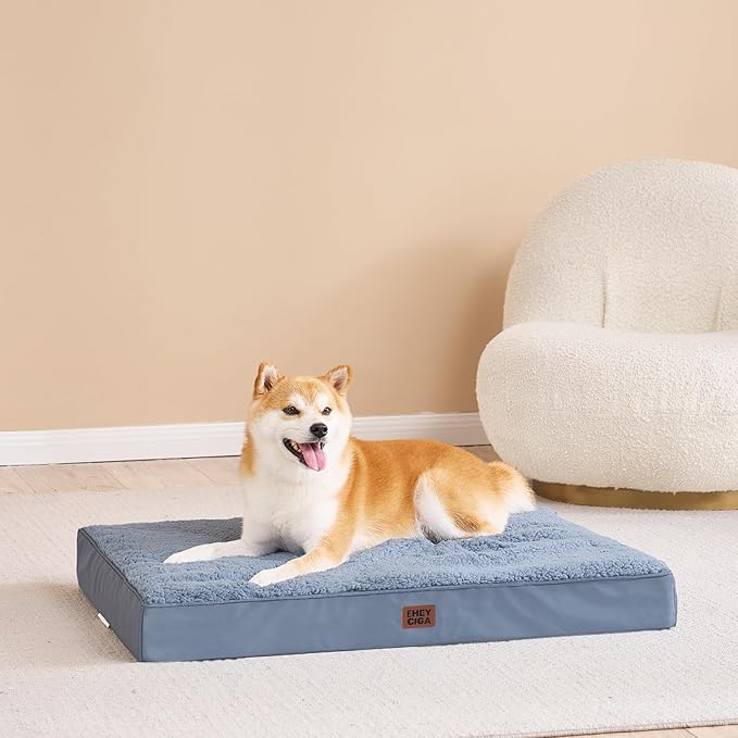 EHEYCIGA Orthopedic Medium Dog Beds for Small Dogs with Removable Washable Cover for Crate, Spa Blue, 30x20