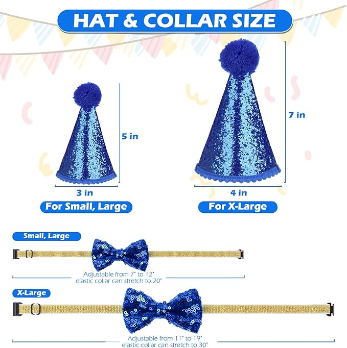 EXPAWLORER Dog Birthday Party Supplies - Dog Birthday Bandana Scarf and Party Hat with Numbers Boy Girl Pet Bow Tie, Cute Outfit for Small Medium Large Dogs (Small)