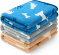 Luciphia 1 Pack 3 Dog Printed Fleece Pet Blankets Washable，Soft Warm Throw Covers for Crate Couch Bed，Cozy Puppy Essentials for Dogs and Cats， Blue/Grey/Khaki, Small (23x16 inch)