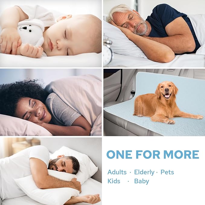 2 Packs Reusable Incontinence Bed Pad, 41" x 36" Inch Washable Pee Pads, Waterproof Bed Pad & Pet Pad, Perfect for Kids, Adults, The Elderly and Pets